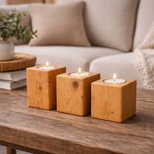 Load image into Gallery viewer, Handcrafted Wooden Tealight Candle Holder – Set of 3