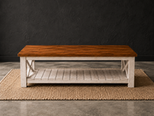 Load image into Gallery viewer, Handmade Solid Pine Coffee Table | Rustic Farmhouse Living Room Table
