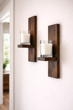 Load image into Gallery viewer, Rustic Wooden Wall Sconces – Handmade Candle Holders –  Plant Holders
