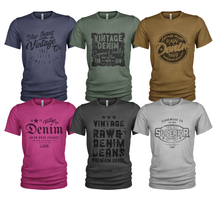 Load image into Gallery viewer, 6 Pack T-Shirts Superior Raw Denim Men's 100% Organic Cotton Crew Casual #4603
