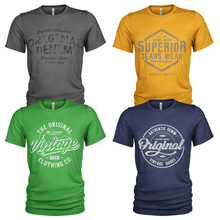 Load image into Gallery viewer, 4 Pack Men's Raw Denim Cotton Crew Neck Casual T Shirts
