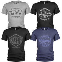 Load image into Gallery viewer, 4 Pack Men's Raw Denim Cotton Crew Neck Casual T Shirts

