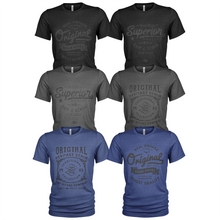 Load image into Gallery viewer, 6 Pack Men's Original Raw Denim Cotton Crew Neck Casual Dark T Shirts
