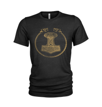 Load image into Gallery viewer, Ancient Gold Hammer of Thor Ring Band Vikings T-Shirt
