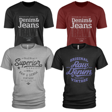 Load image into Gallery viewer, 4 Pack Men's Raw Denim Cotton Crew Neck Casual T Shirts
