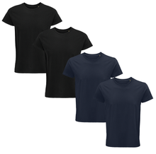 Load image into Gallery viewer, 4 Pack Men's Organic Cotton Crew Neck Casual Fitted T Shirts
