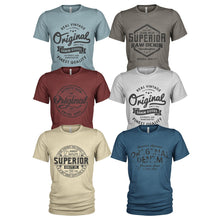 Load image into Gallery viewer, 6 Pack Men's Original Raw Denim Cotton Crew Neck Casual T Shirts
